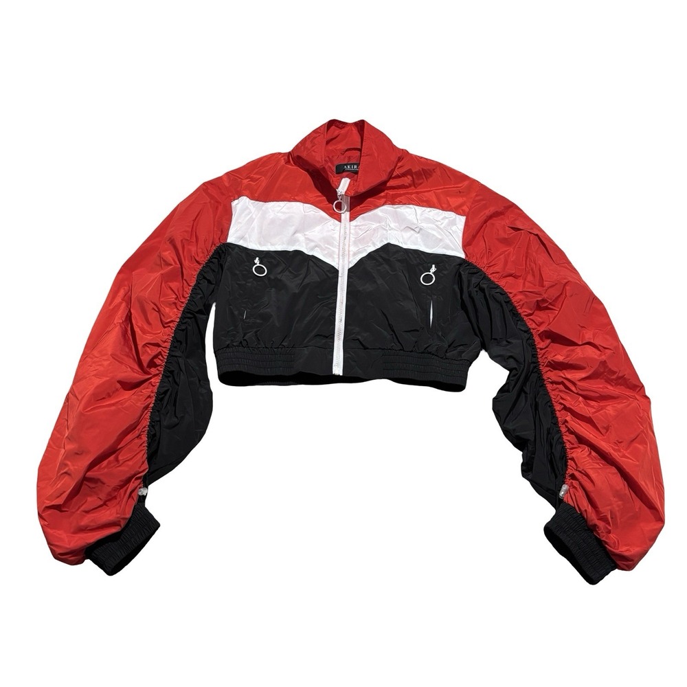 Akira Women's Sporty Cropped Bomber Jacket *stained* Size Medium 21 x 19